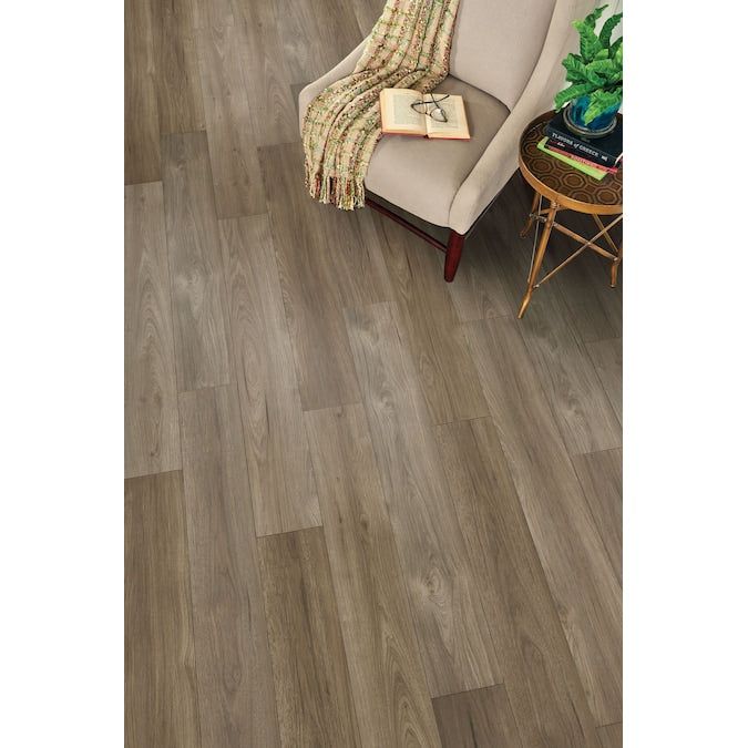 Bruce Enlightened Earth Fall Retreat 12-mm T x 8-in W x 48-in L Waterproof Wood Plank Laminate Flooring (15.94-sq ft / Carton)