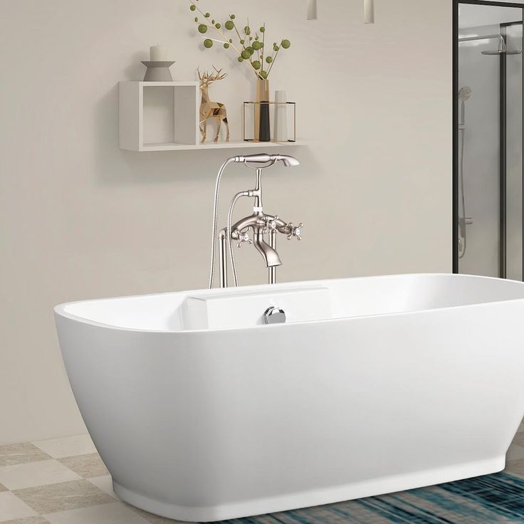 40 in. H x 8 in. W Single-Handle Claw Foot Tub Faucet with Hand Shower in Brushed Nickel