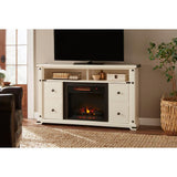 Brannen 60 in. Freestanding Industrial Media Console Electric Fireplace TV Stand in White - Super Arbor