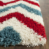 Safavieh Kids Chevrons Shag 4 x 6 Ivory/Red Indoor Chevron Kids Area Rug