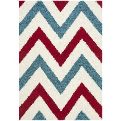 Safavieh Kids Chevrons Shag 4 x 6 Ivory/Red Indoor Chevron Kids Area Rug