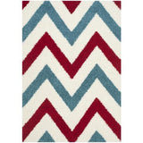 Safavieh Kids Chevrons Shag 4 x 6 Ivory/Red Indoor Chevron Kids Area Rug