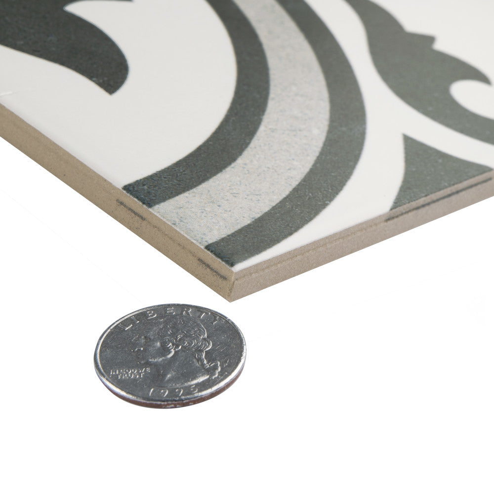 Merola Tile Arte Grey Encaustic 9-3/4 in. x 9-3/4 in. Porcelain Floor and Wall Tile (11.11 sq. ft. / case)