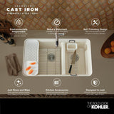 Riverby Workstation Drop-In Cast Iron 33 in. 4-Hole Single Bowl Kitchen Sink Kit with Included Accessories in White - Super Arbor