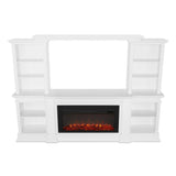 Monte Vista 108 in. Freestanding Electric Fireplace TV Stand in White - Super Arbor