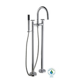 Danay 2-Pipe 2-Handle Freestanding Floor Mount Roman Tub Faucet with Handheld Handshower in Brushed Nickel
