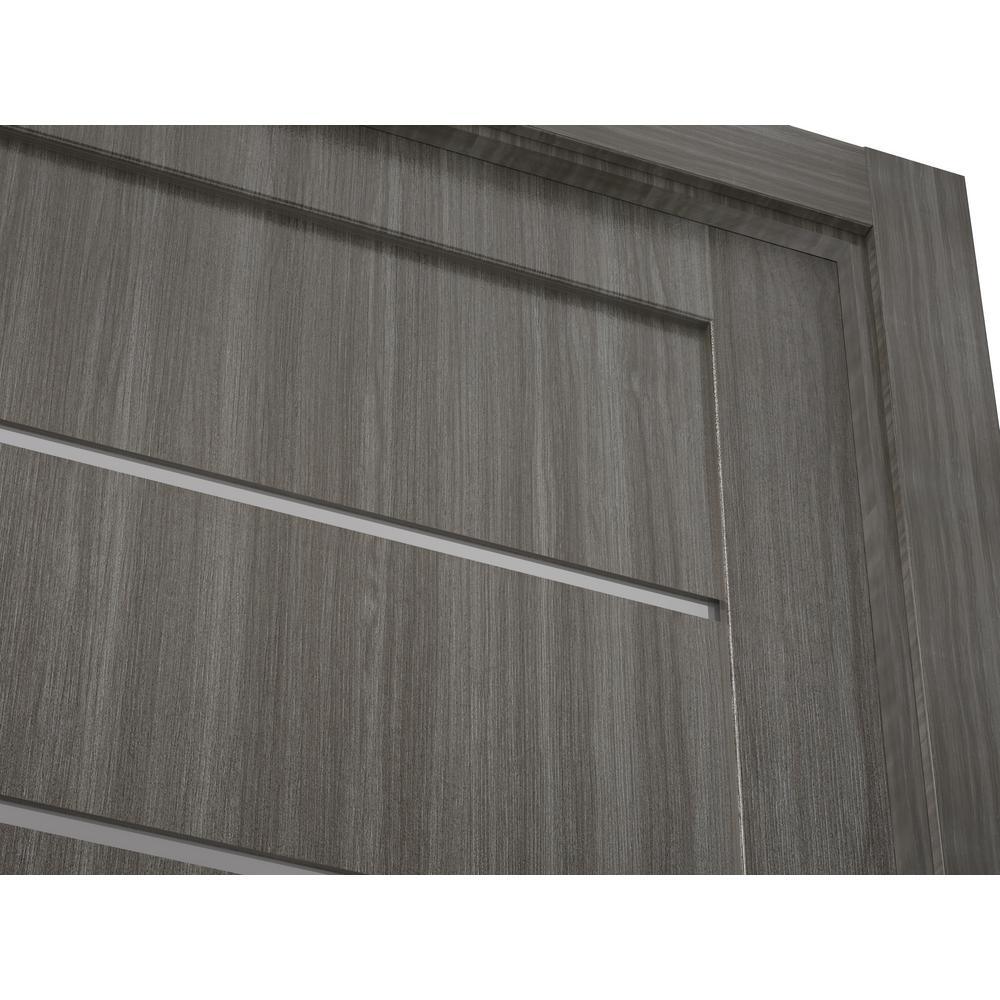 30 in. x 80 in. Liah Gray Oak Finished Frosted Glass 4-Lite Solid Core Wood Composite Interior Door Slab No Bore - Super Arbor