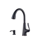 Pasadena Single-Handle Pull-Down Sprayer Kitchen Faucet with Soap Dispenser in Stainless Steel - Super Arbor