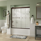 Everly 60 in. x 58-1/8 in. Traditional Semi-Frameless Sliding Bathtub Door in Nickel and 1/4 in. (6mm) Mozaic Glass - Super Arbor