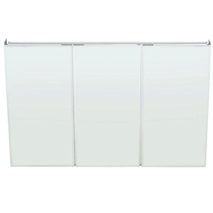 48 in. W x 31 in. H Frameless Recessed or Surface-Mount Tri-View Bathroom Medicine Cabinet with Beveled Mirror - Super Arbor