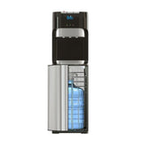 Hot Cold and Room Temp Water Dispenser Cooler Bottom Load, Tri-Temp, Black and Brush Stainless Steel, Essential Series