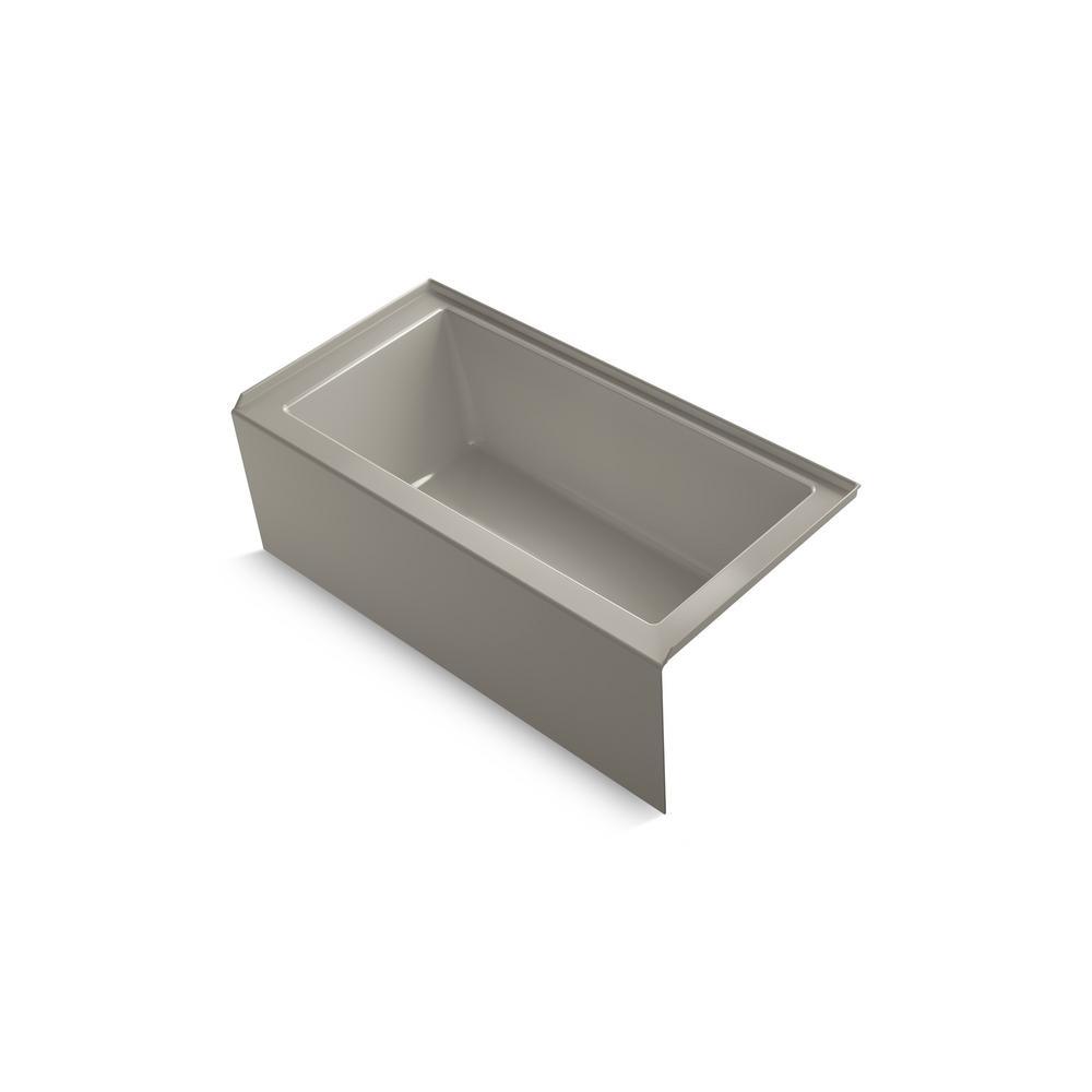 Underscore 60 in. Rectangular Alcove left Drain Bathtub in Ice Grey - Super Arbor