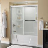 Simplicity 60 in. x 58-1/8 in. Semi-Frameless Traditional Sliding Bathtub Door in Nickel with Rain Glass - Super Arbor