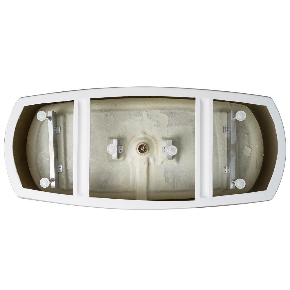 69 in. Acrylic Center Drain Rectangular Double Ended Flatbottom Freestanding Bathtub in White - Super Arbor
