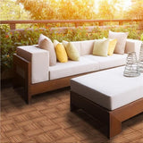 Topeakmart 12''x12''Interlocking Wood Flooring Tiles Indoor & Outdoor for Patio Garden Deck Poolside Pack of 27 Natural Wood