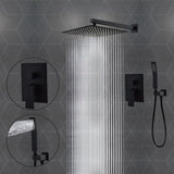 1-Spray Square High Pressure Wall Bar Shower Kit Bathroom Shower System with Hand Shower in Black