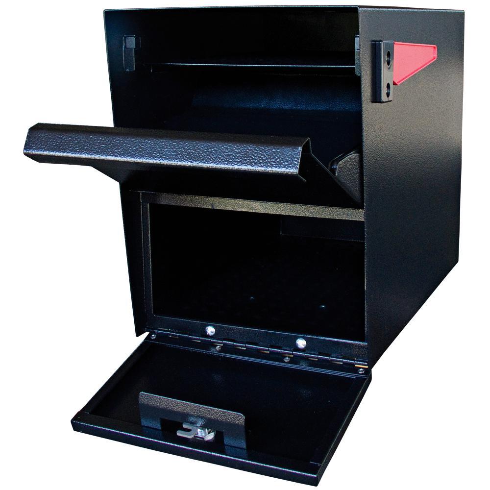 Package Master Locking Post-Mount Mailbox with High Security Reinforced Patented Locking System, Black - Super Arbor