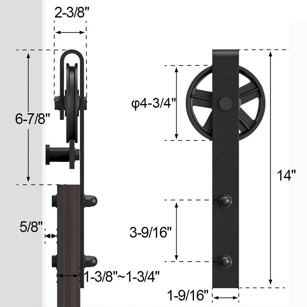 10 ft. /120 in. Frosted Black Sliding Barn Door Track and Hardware Kit for Double Doors with Non-Routed Floor Guide - Super Arbor