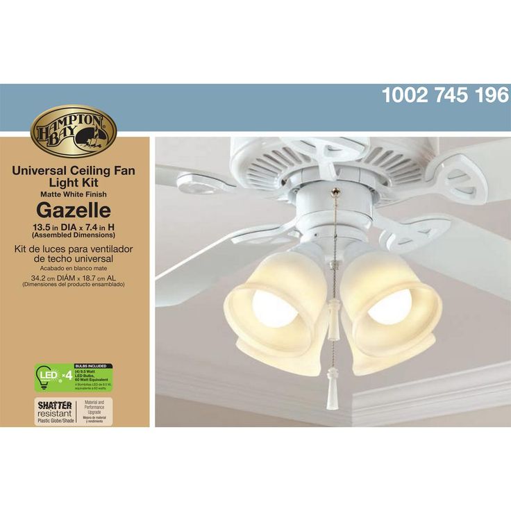 Gazelle 4-Light LED Matte White Universal Ceiling Fan Light Kit