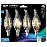 Feit Electric 40-Watt Equivalent CA10 Candelabra Dimmable Filament CEC Clear Glass Chandelier LED Light Bulb, Daylight (4-Pack)