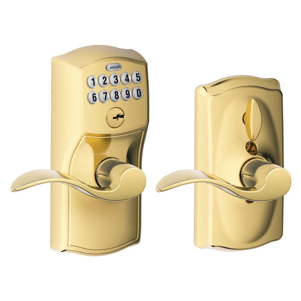 Camelot Satin Nickel Electronic Door Lock with Accent Door Lever Featuring Flex Lock - Super Arbor