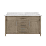 Aberdeen 60 in. W x 22 in. D Vanity in Black with Carrara Marble Top with White Sinks - Super Arbor