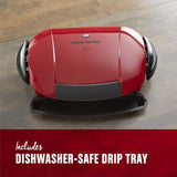 103 sq. in. Red Indoor Grill with Removable Plates
