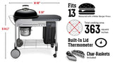 Weber Performer Deluxe 22-in Black Porcelain Enamel Kettle Charcoal Grill