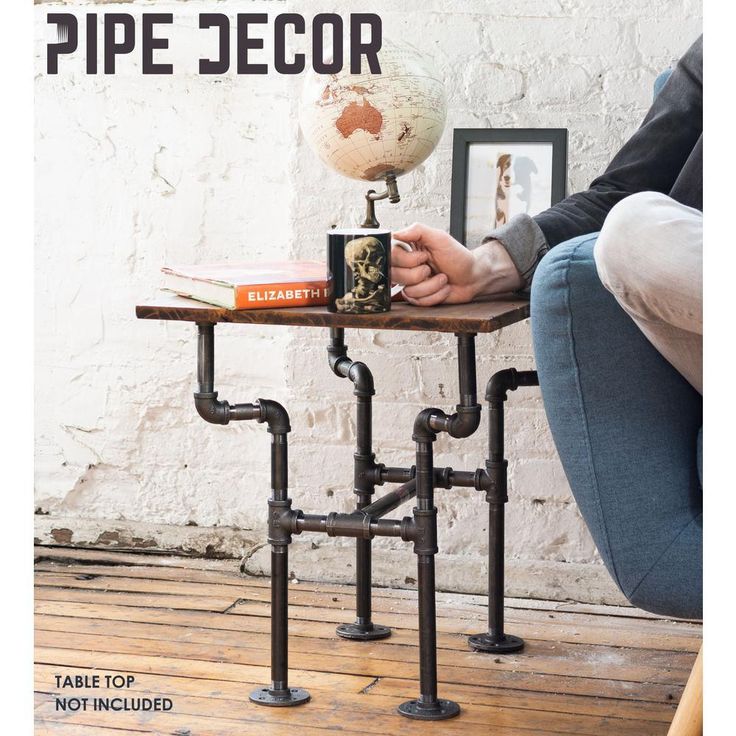 1/2 in. Black Pipe 10.5 in. W x 16/5 in. D x 19 in. H Streetlights Design End Table Kit
