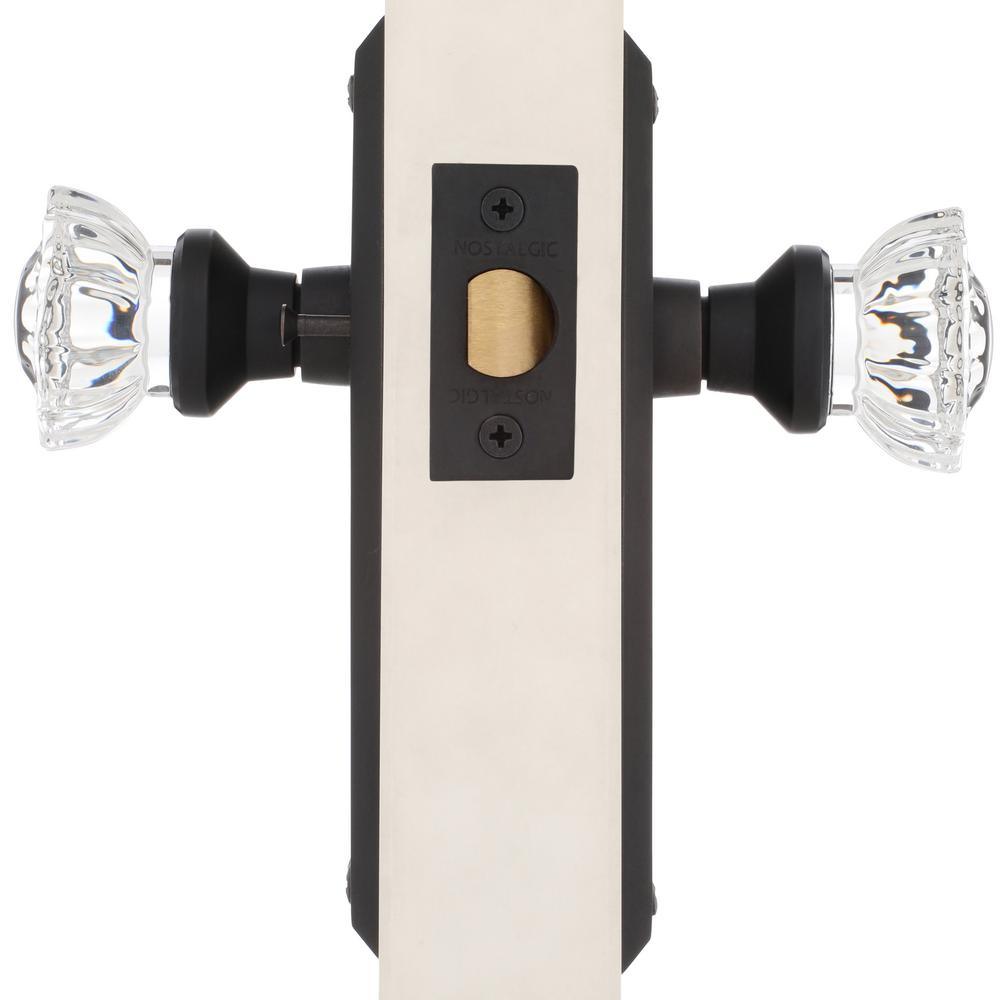 New York Plate 2-3/8 in. Backset Oil-Rubbed Bronze Privacy Bed/Bath Crystal Glass Door Knob - Super Arbor