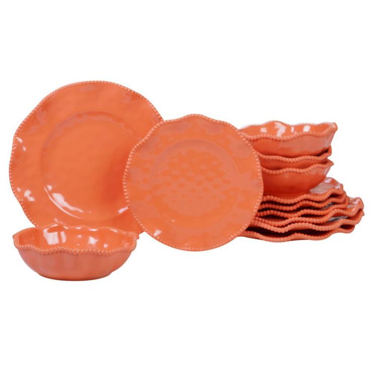 Perlette 12-Piece Solid Cream Melamine Outdoor Dinnerware Set (Service for 4)