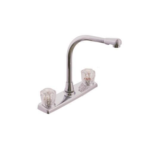 EZ-FLO Chrome 2-Handle Deck-Mount High-Arc Handle Kitchen Faucet (Deck Plate Included)