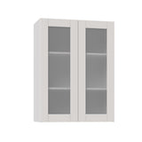 Shaker Assembled 30x40x14 in. Wall Cabinet with Frosted Glass Doors in Vanilla White - Super Arbor