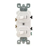 15 Amp Combination Double Switch, White - Super Arbor