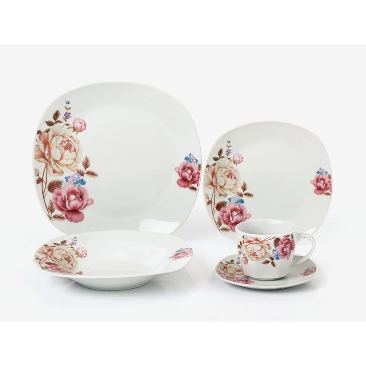 Porcelain 20-Piece Square Dinnerware Set Service for 4