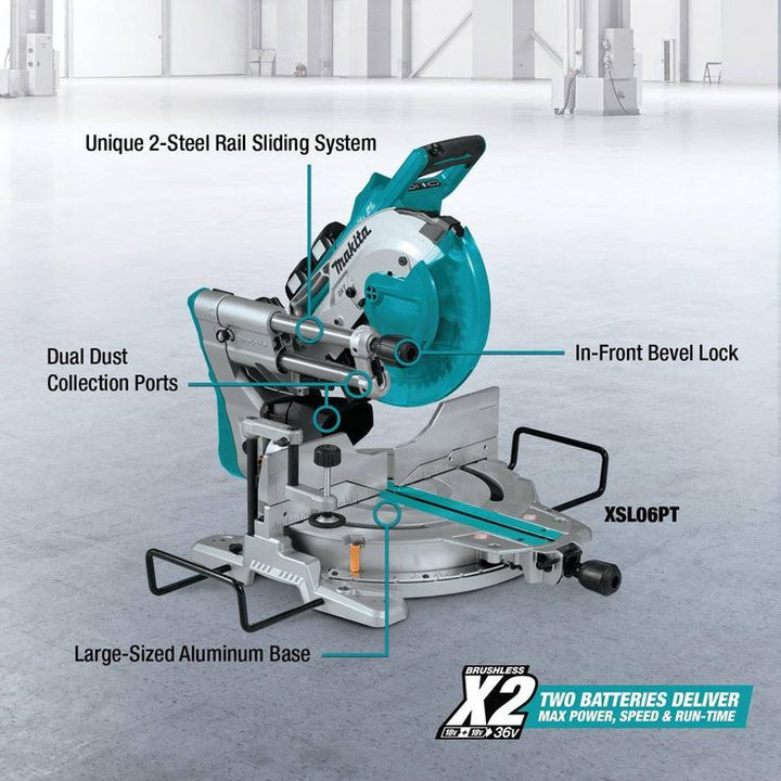 18-Volt X2 LXT Lithium-Ion Brushless Cordless 10 in. Dual-Bevel Sliding Compound Miter Saw 5.0 Ah with BONUS Router