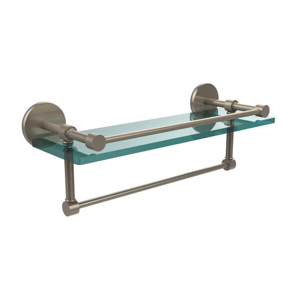 16 in. L  x 5 in. H  x 5 in. W Clear Glass Bathroom Shelf with Towel Bar in Oil Rubbed Bronze - Super Arbor