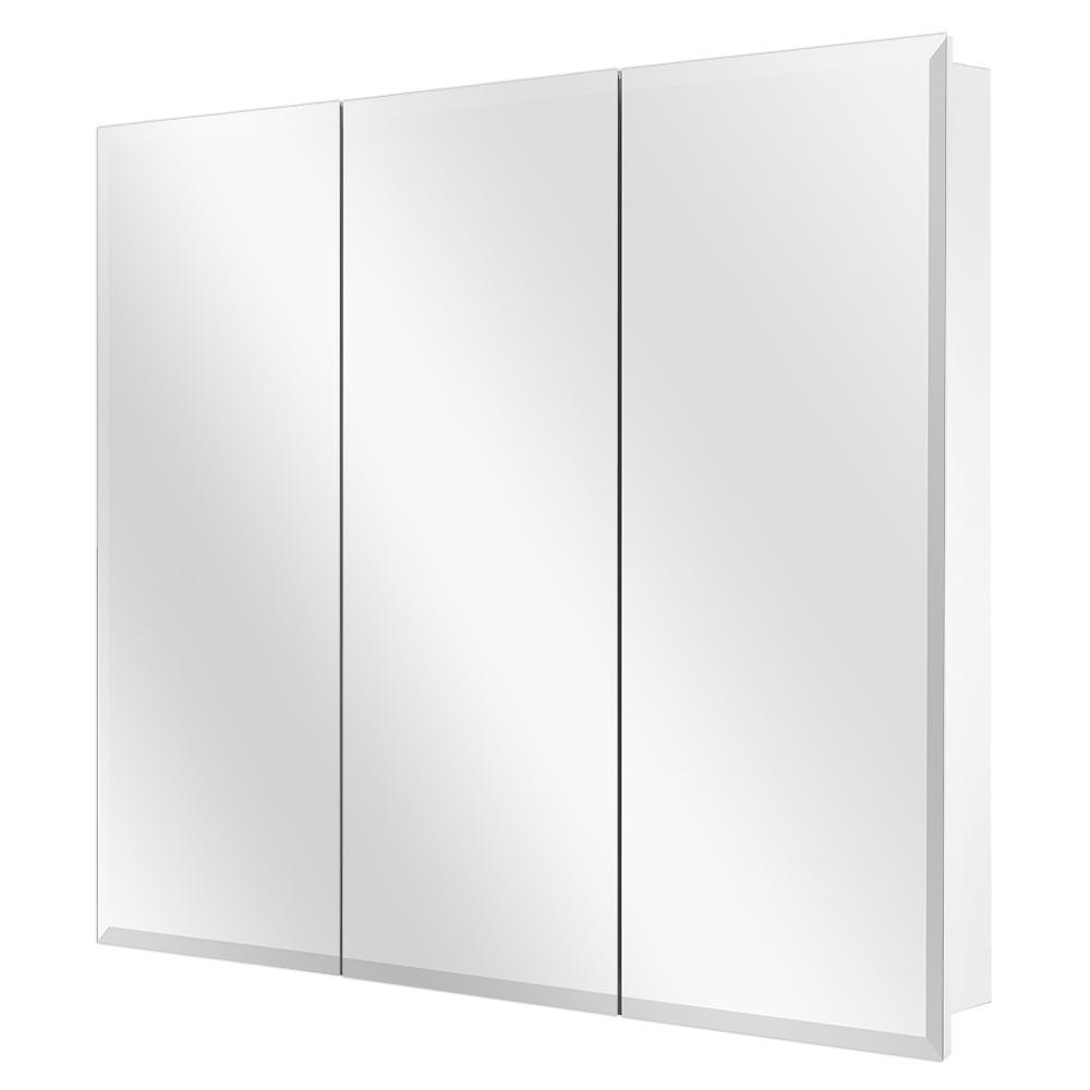 36-3/8 in. W x 30-3/16 in. H Frameless Surface-Mount Tri-View Bathroom Medicine Cabinet - Super Arbor