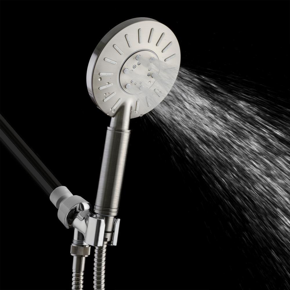 3-Spray 4.75 in. Single Wall Mount Handheld Adjustable Shower Head in Brushed Nickel - Super Arbor