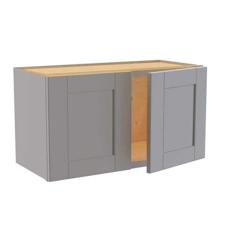 Home Decorators Collection Washington Veiled Gray Plywood Shaker Assembled Wall Kitchen Cabinet Soft Close 27 W in. 12 D in. 15 in. H