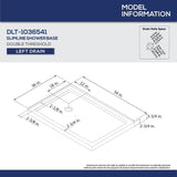SlimLine 36 in. D x 54 in. W Double Threshold Shower Base in White, Left Drain