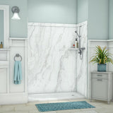 Royale 36 in. x 60 in. x 80 in. 11-Piece Easy Up Adhesive Alcove Bathtub/Shower Wall Surround in Calacatta White - Super Arbor