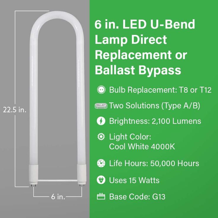 Feit Electric 6 in. 15-Watt T8 32W/ T12 40W Equivalen Cool White (4100K) G13 U-Bend Linear LED Tube Light Bulb (12-Pack)