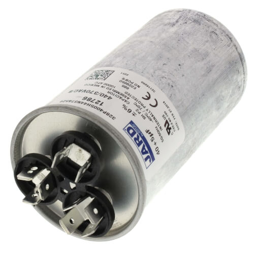 Lennox 89M77 capacitor - detail view (Voltage: 440v; MFD: 40/5)