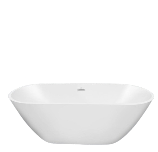 60 in. Acrylic Flatbottom Oval Freestanding Soaking Tub Non-Whirlpool Double-Slipper Bathtub in Gloss White