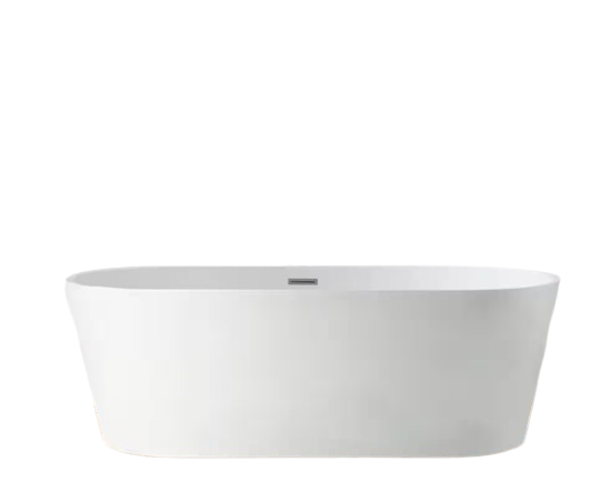 Bordeaux 54 in. Acrylic Flatbottom Freestanding Bathtub in White/Brushed Nickel