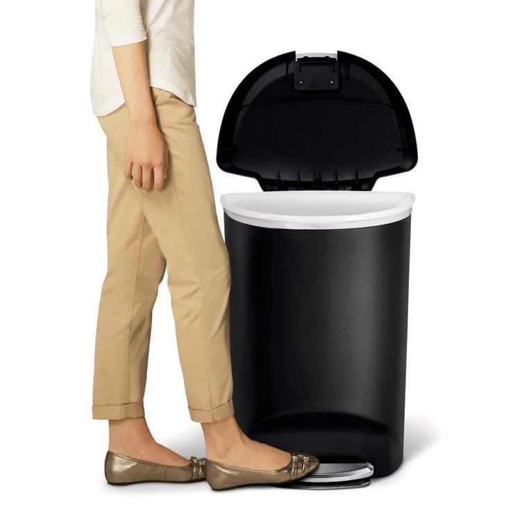 simplehuman 50-Liter Black Plastic Trash Can with Lid
