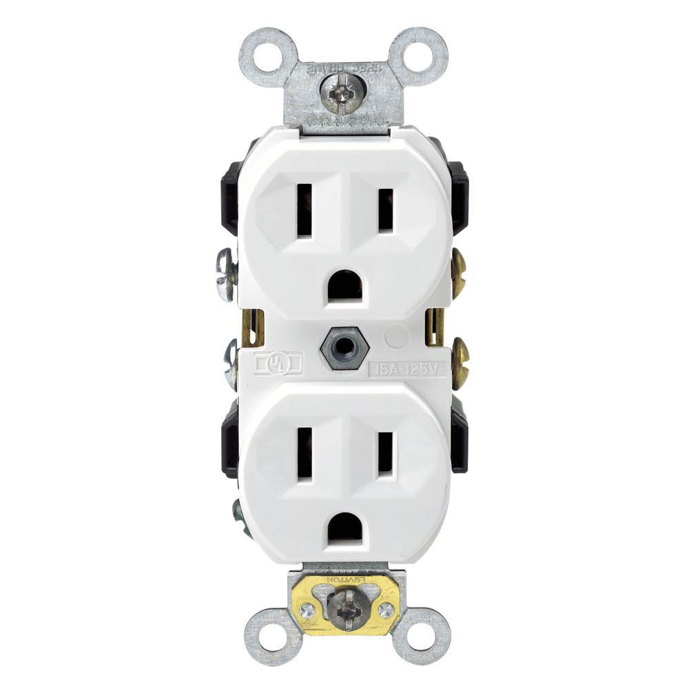 15 Amp Commercial Grade Duplex Outlet, White (10 Pack) - Super Arbor