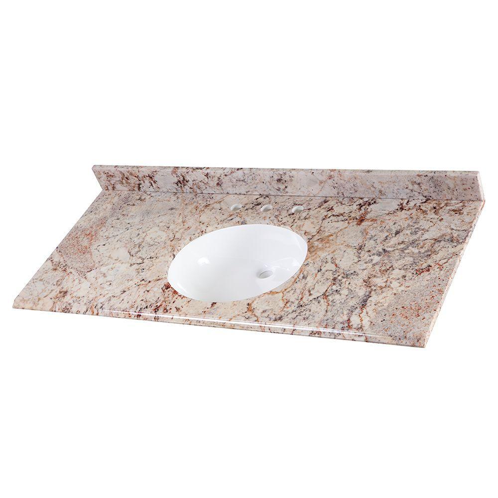31 in. x 22 in. Stone Effects Vanity Top in Cascade with White Sink - Super Arbor