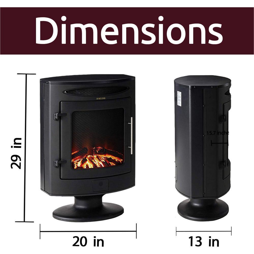 20 in. Freestanding Electric Fireplace 1500-Watt with Log Display in Black - Super Arbor